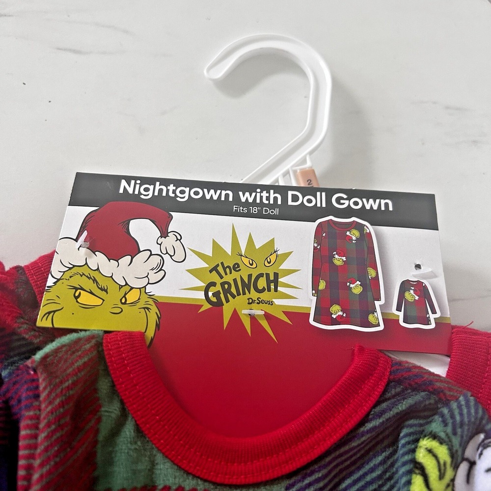 Dr. Suess The Grinch Girl & 18"‎ Doll Matching Nightgowns Pajamas 2T New BxI & J - Picture 3 of 6